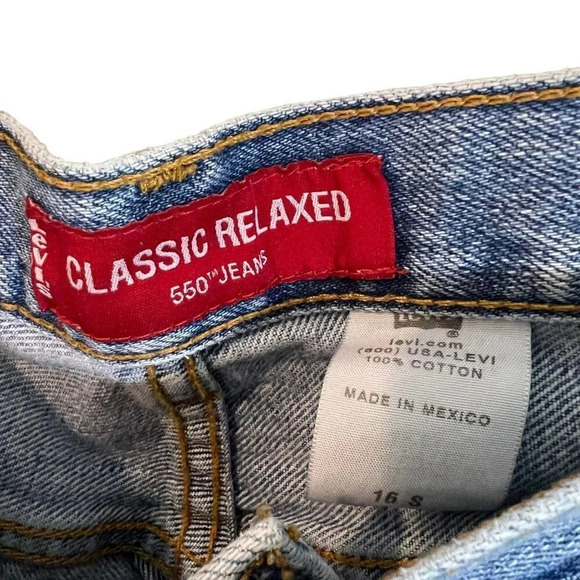 Levis Classic Relaxed 550 Jeans Size 16 S Light Wash 100% Cotton Denim Bottoms - Picture 6 of 6